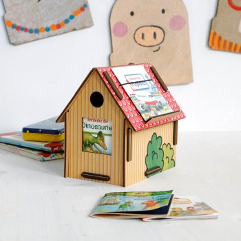 Preview: Häuschen aus Holz für Pixi Bücher